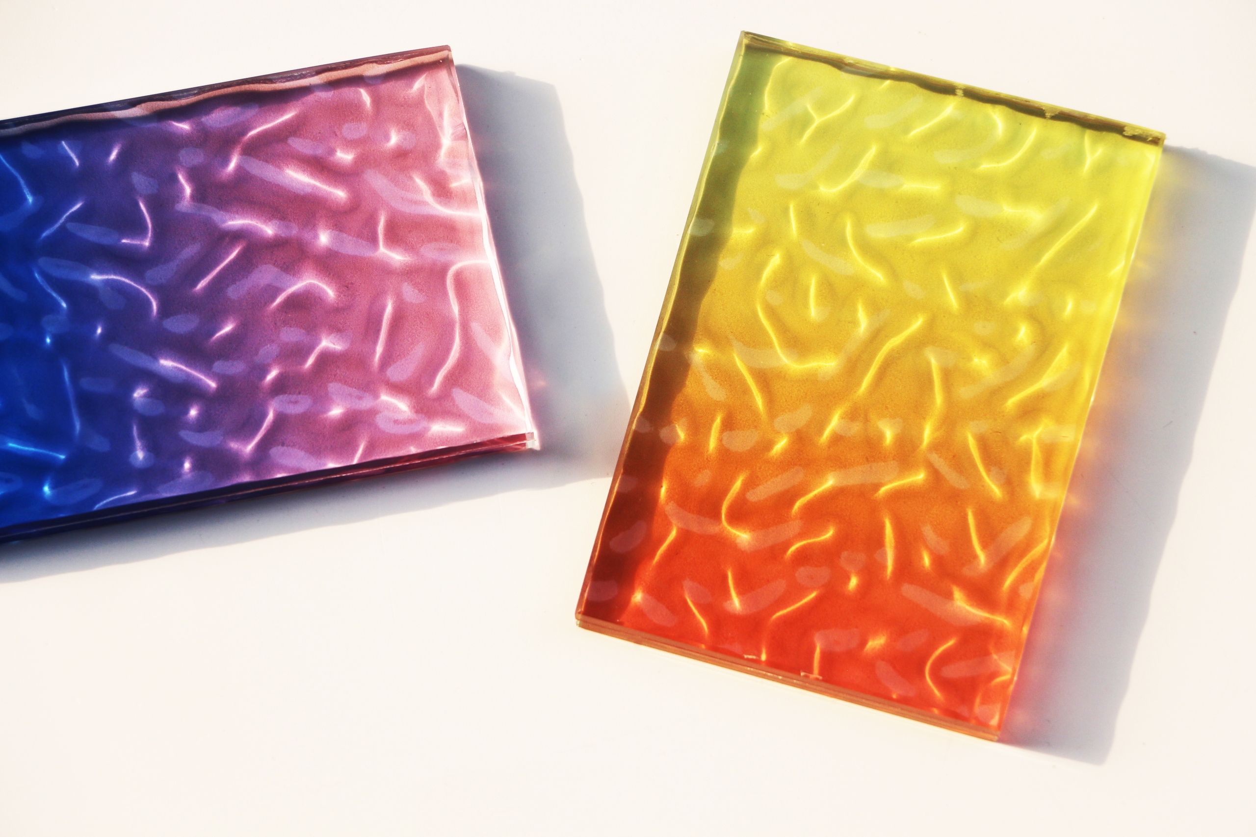 colourful slabs of pattern glass