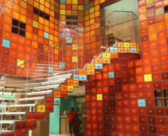 colored glass wall